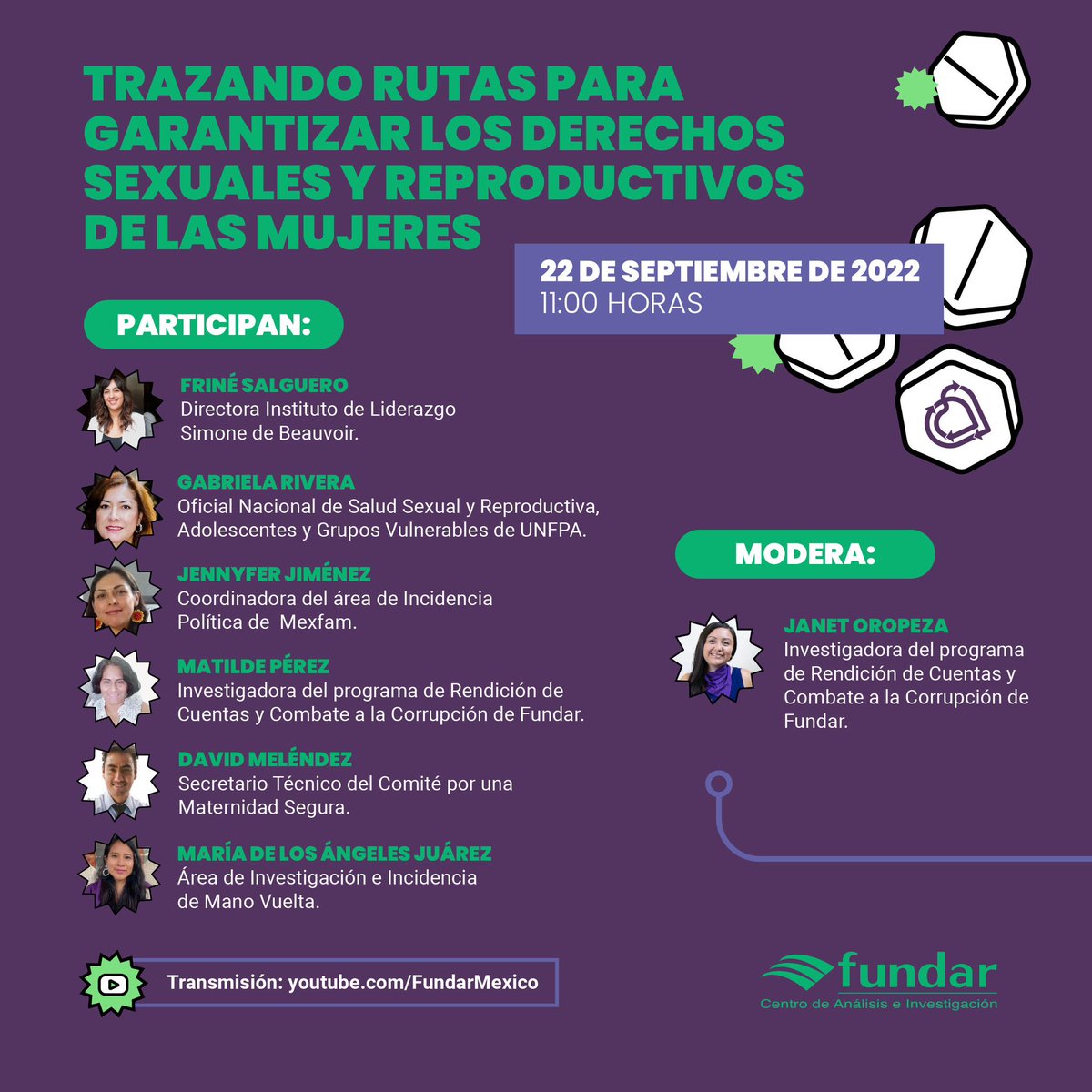 📢 #ÚNETE al diálogo Trazando rutas para garantizar los #DerechosSexuales y reproductivos de las mujeres. A través de la alianza con <a href="/FundarMexico/">Fundar</a> seguimos avanzando en el fortalecimiento de los #DSyR

Sigue la transmisión en vivo a través de este link: youtu.be/l9CxWSKarI4
