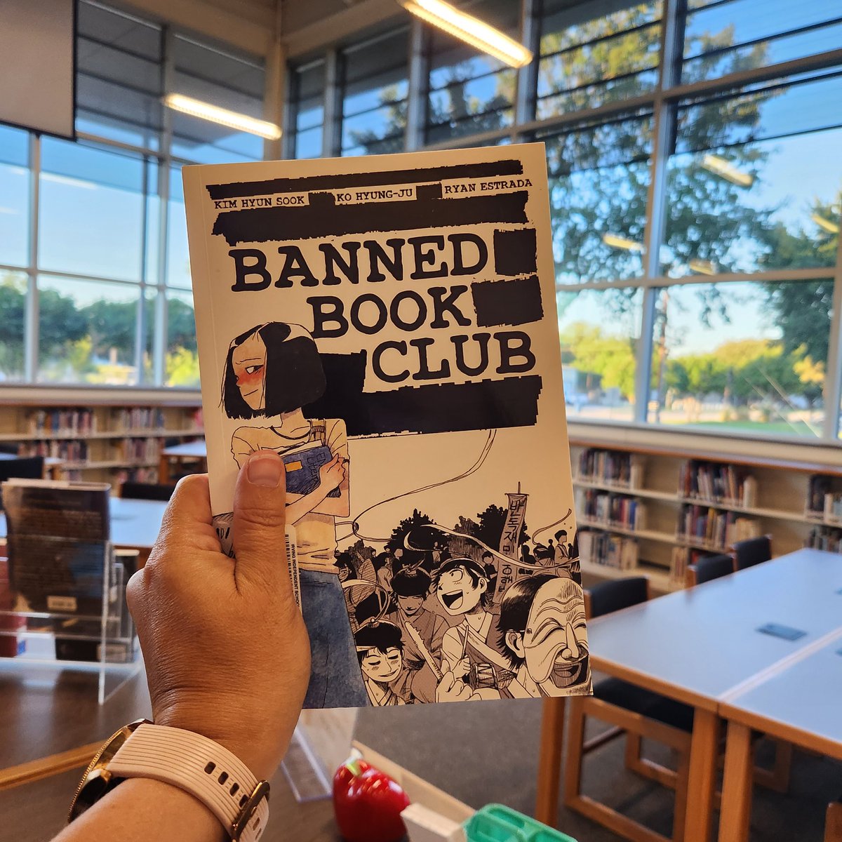 akbusybee's tweet photo. It is #wayrwednesday and I am reading Banned Book Club by Kim Hyun Sook, Ko Hyung-Ju and Ryan Estrada #irvingreads #txasl https://t.co/8TAN41tD6P