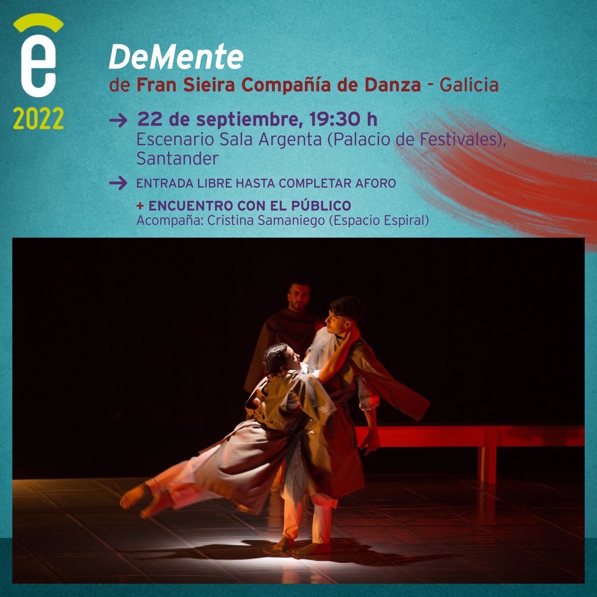 Hoy jueves llega a #Santander la danza de la mano de #CaminoEscenaNorte 😄 📍19.30h: 'DeMente', de @FranSieiraDanza en @PFCantabria 👉 bit.ly/demente-santan… Habrá encuentro posfunción con la compañía y Cristina Samaniego de @EEspiral @AAcepae @culturacan