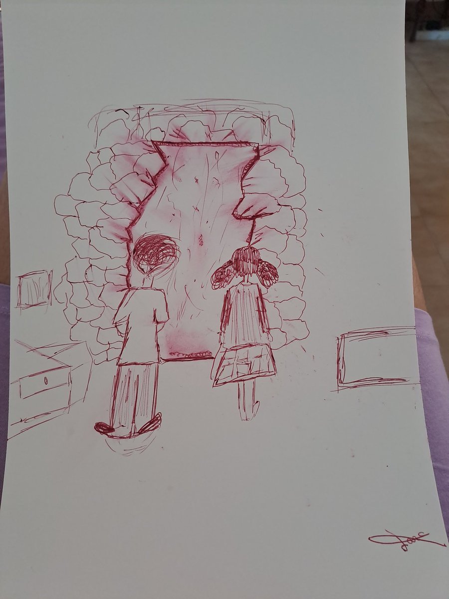 ansy1997's tweet photo. I made this drawing with red ink as a child and I still have it.
Hannah and Brett in front of the portal. ❤️
#ForeignExchange 
@_LynnStyles
@ZJGarred
#LynnStyles 
#ZacharyGarred 
#HannahOFlaherty 
#BrettMiller https://t.co/Hah3or4CEM