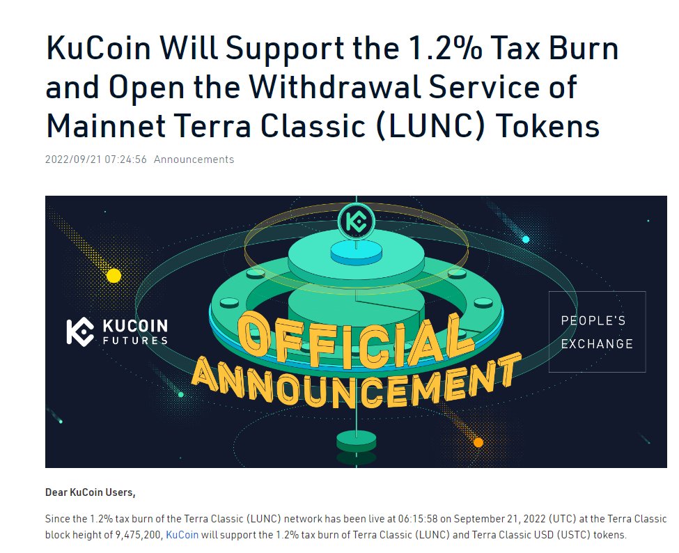 JesusMartinez's tweet image. BREAKING NEWS : Just got CONFIRMATION from @kucoincom that they will NOT be charging any FEES from THEIR END on withdrawals &amp;amp; deposits.

They will ONLY be charging the 1.2% on-chain tax from $LUNC. A TOP CEX SACRIFICING THEIR FEES FOR THE COMMUNITY!

RETWEET TO SPREAD THE WORD!🔥
