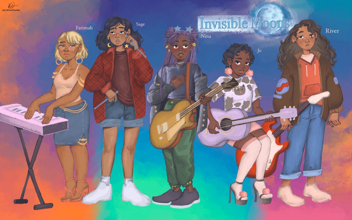 Given x Black sapphic punk

A hot bassist and frontwoman 🎸
A shy new drummer 🥁
Battle of the bands 🎤
College parties 🎉
Mutual pining 👀
20-something coming of age 🫂
A strong case of senioritis 🎓
Love at first note 💕
Commission: @/A14PoemMedley 
#PitBLK #YA #GN #R #CR #LGBT