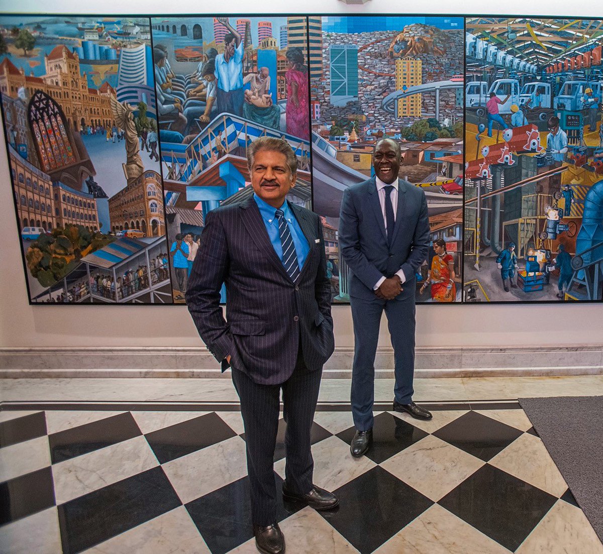 Diop_IFC's tweet photo. Invigorating lunch with @anandmahindra chairman of @mahindrarise, a long-standing partner of IFC. We discussed the company’s commitment to carbon neutrality. We also share a passion for 🎵 and talked about tapping into the power of the creative industries for development impact. https://t.co/9xraQAtbNm