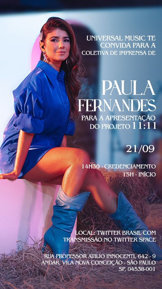 claudelopes's tweet photo. Coletiva de Imprensa da Cantora Paula Fernandes, apresentação do Projeto 11:11 na sede do Twitter Brasil.
#ToNaMidia #ClaudeLopes #TonyClayton #PaulaFernandes #PaulaFernandes1111 #UniversalMusica #TwitterSpaces https://t.co/5OMVKop8Ns