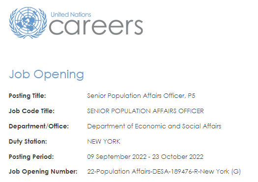 The UN Population Division is recruiting a Senior Population Affairs Officer (P5) to lead our Demographic Analysis Section. Full details at careers.un.org/lbw/jobdetail.….