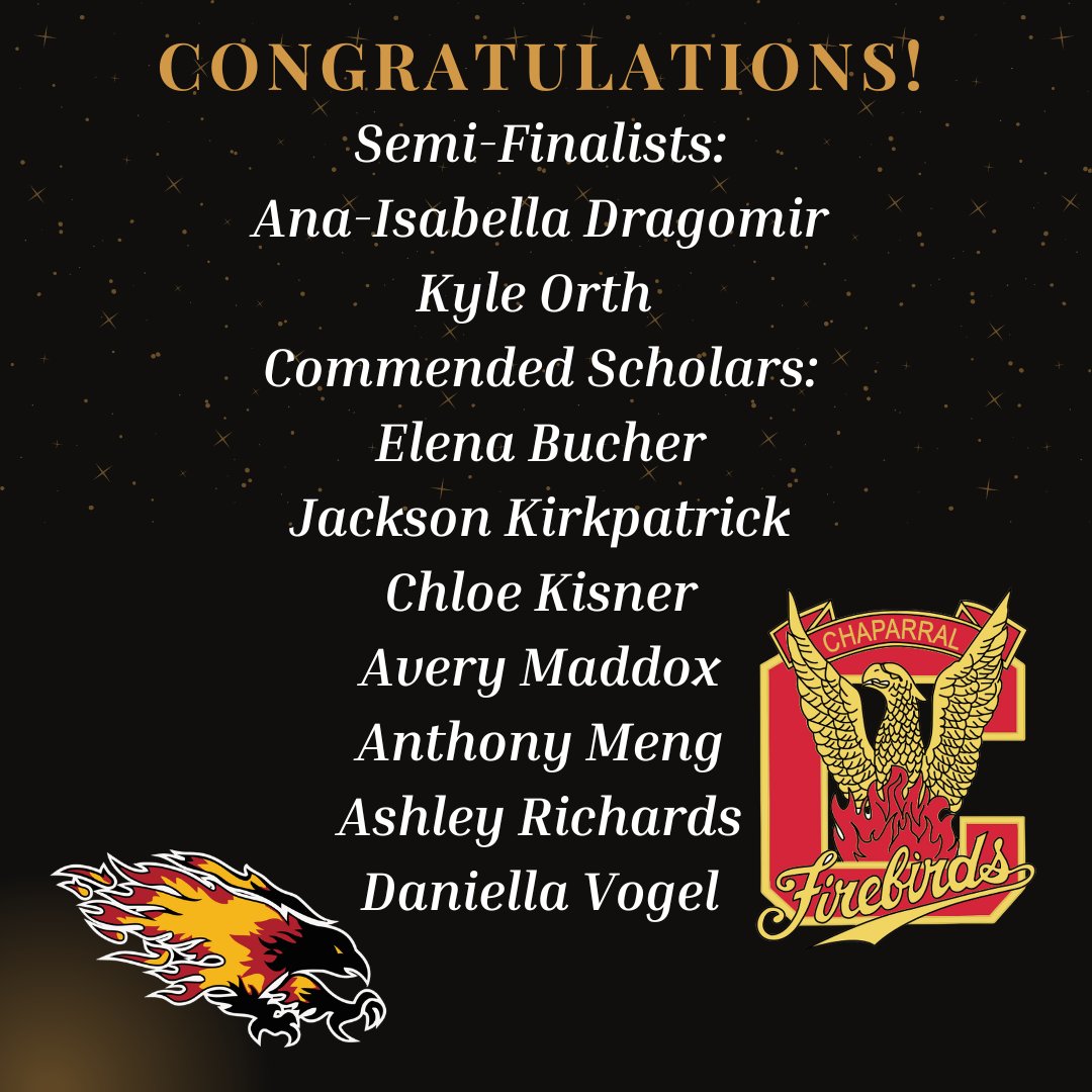 Congratulations to our National Merit Commended Scholars and Semi-Finalists from the PSAT last year!  We are so proud of you!  Commended Scholars placed in the top 3% of scores nationwide and  Semi-Finalists top 1-2% and they are still in the running for scholarships!