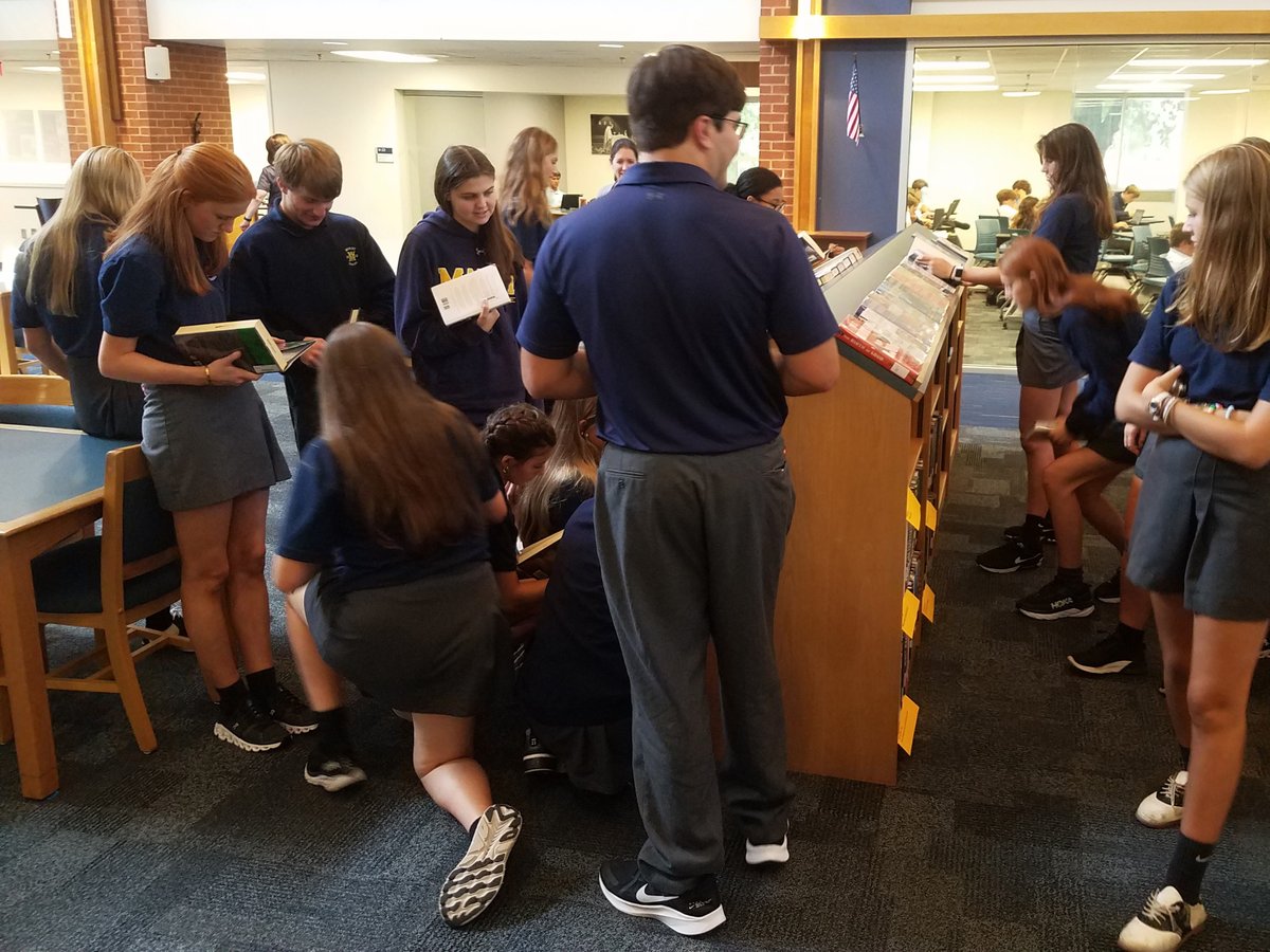 The AP Lang seniors made new friends with a lot of books today <a href="/MaristSchool/">Marist School</a>