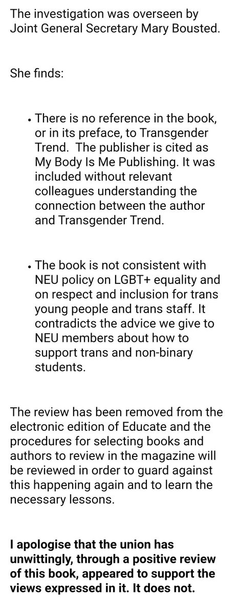 This is disappointing from @NEUnion. If this accurate review of @phoebe_draws' lovely book is incompatible with NEU policy, then maybe that policy needs to be re-examined. Teachers & parents can buy the book here and decide for themselves: mybodyisme.com/product/sex-an… #edutwitter