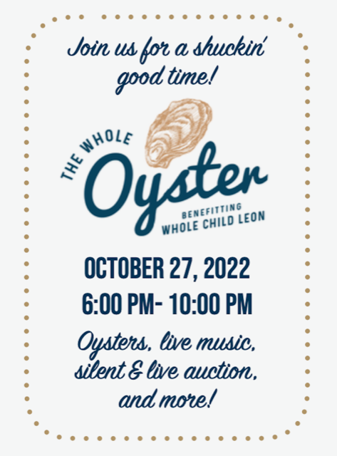 Save the date for our inaugural signature fundraising event- The Whole Oyster! 

Please complete the interest form at the link if you are interesting in attending or sponsoring: bit.ly/WholeOyster