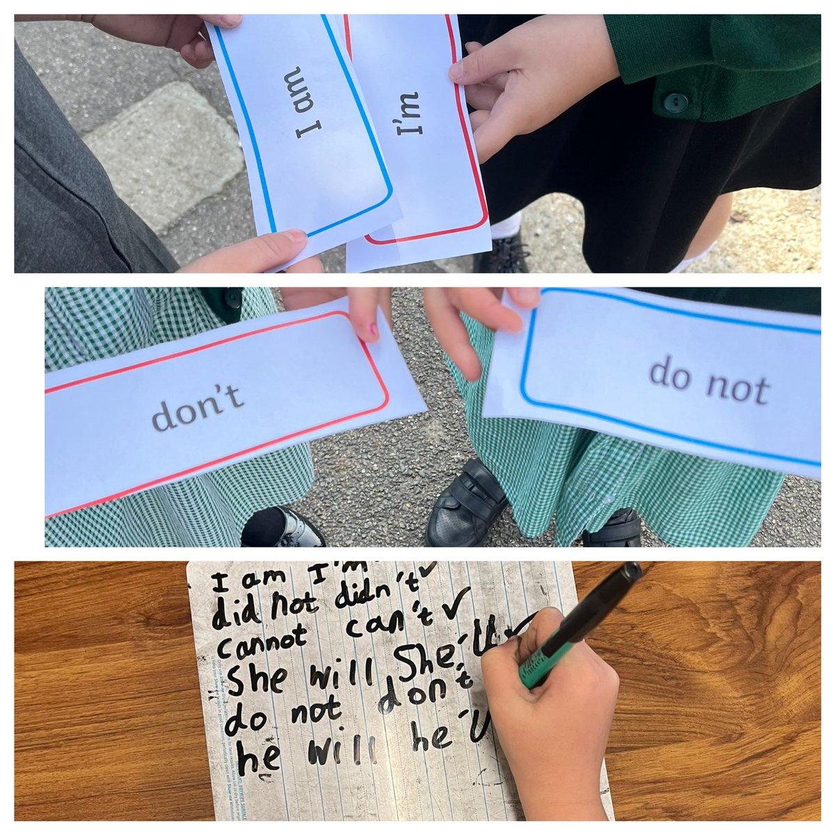 We’ve been learning about contractions today in English. We learnt that you can use an apostrophe to join two words together such as ‘I am’ which becomes ‘I’m’ 😀✍️