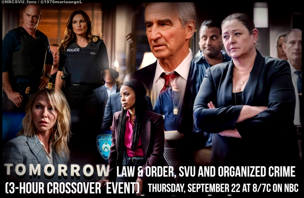 1976mariaangel's tweet photo. tomorrow
Thursday, September 22 at 8/7c on NBC
    (3-hour crossover  Event)    
 #OC03/ #SVU24 / L&amp;O 
Gimme Shelter https://t.co/kQSGIGkZrm