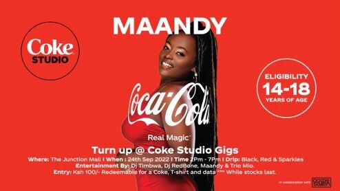 TheHype984's tweet photo. Mark the date!! Saturday 24th Sep Coke Studio takes the party to The Junction Mall!

Groove to all your favourite hits by #TRIOMIO, #MAANDY, #DJREDBONE and #DJTIMBWA and  enjoy some good food &amp; an ice-cold Coca-Cola! 🙌🏿

#CocaCola #RealMagic #CokeStudio #BelieveTheHype https://t.co/TI3CFP3NUJ