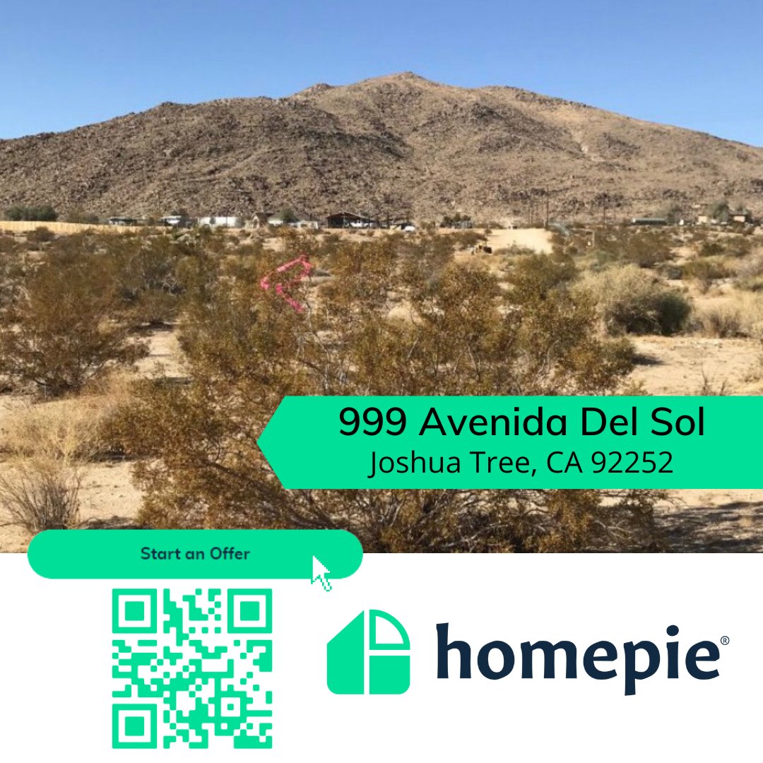 HomePieInc's tweet photo. New listing alert! This land in Joshua Tree is a developer's dream! Click here or scan the QR code to schedule your tour!

https://t.co/FqTIZMWSqi

#homepie #buyyourhome #newlisting https://t.co/PQzKLCkECP