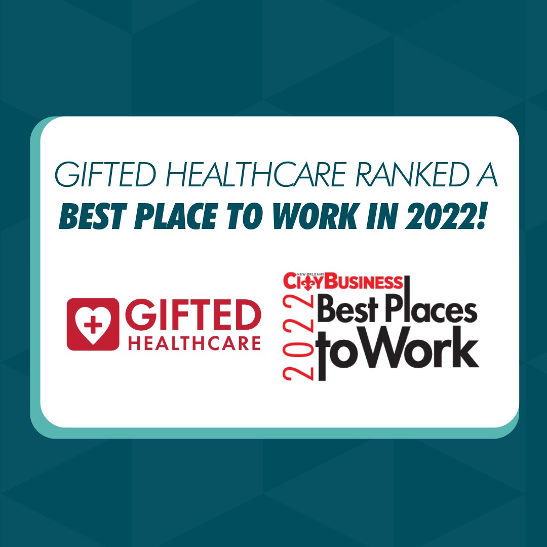 GIFTED Healthcare has been ranked among New Orleans CityBusiness’ Best Places to Work 2022! This annual program was created by New Orleans CityBusiness and Best Companies Group to identify, recognize and honor the best employers in New Orleans.

Click the link in bio to read more