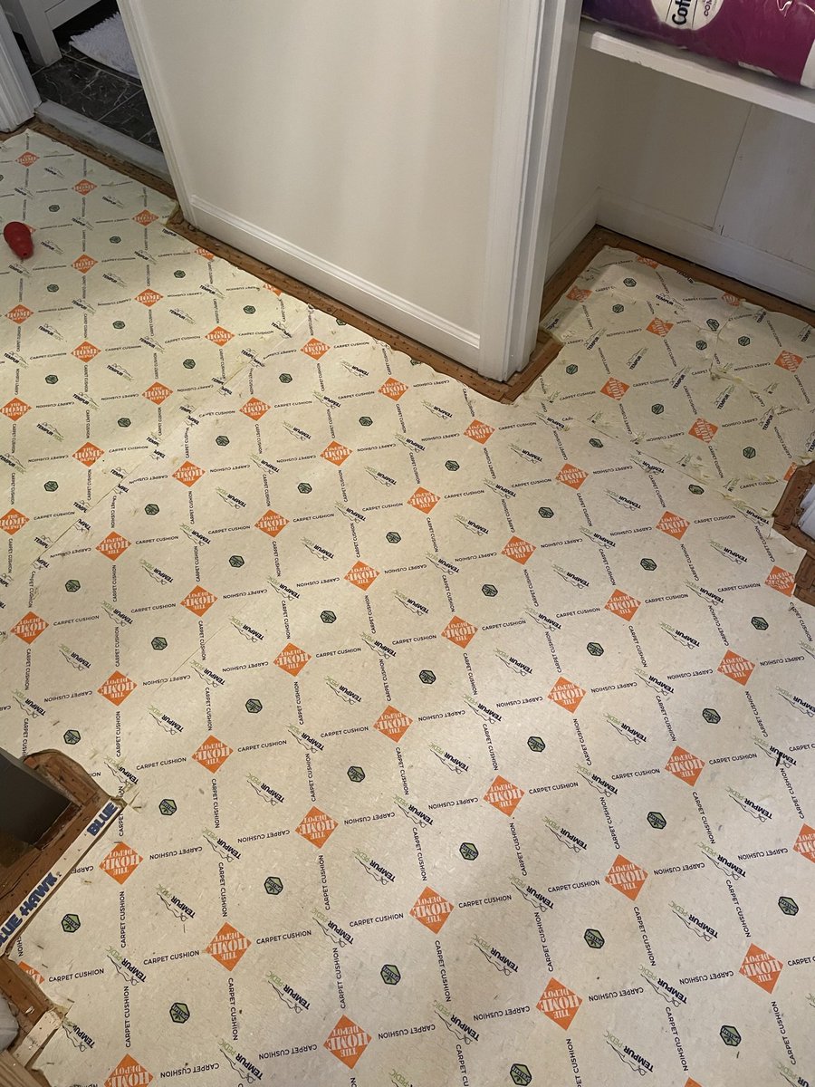 ryan_s_schwartz's tweet photo. @HomeDepot came to install carpet yesterday and this is how they left the floor and stairs.. unreal Home Depot #dobetter https://t.co/fCyKtv1ypv