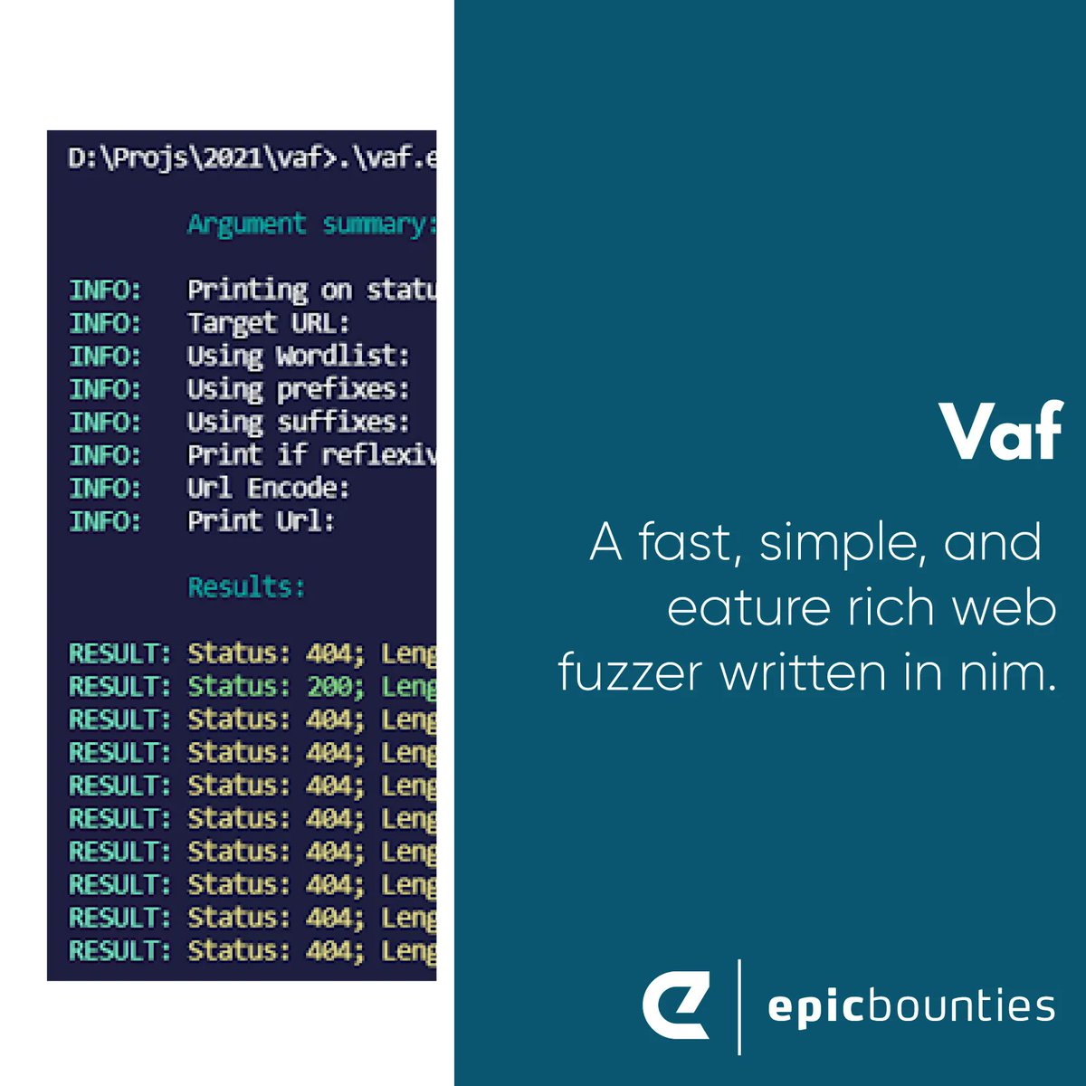 Now the turn is for VAF, the computerized tool used to fuzz the files and directories from the target domain. It can be used to automated software testing technique that involves providing invalid, unexpected, or random data as inputs to a computer program and detect the bug 👾