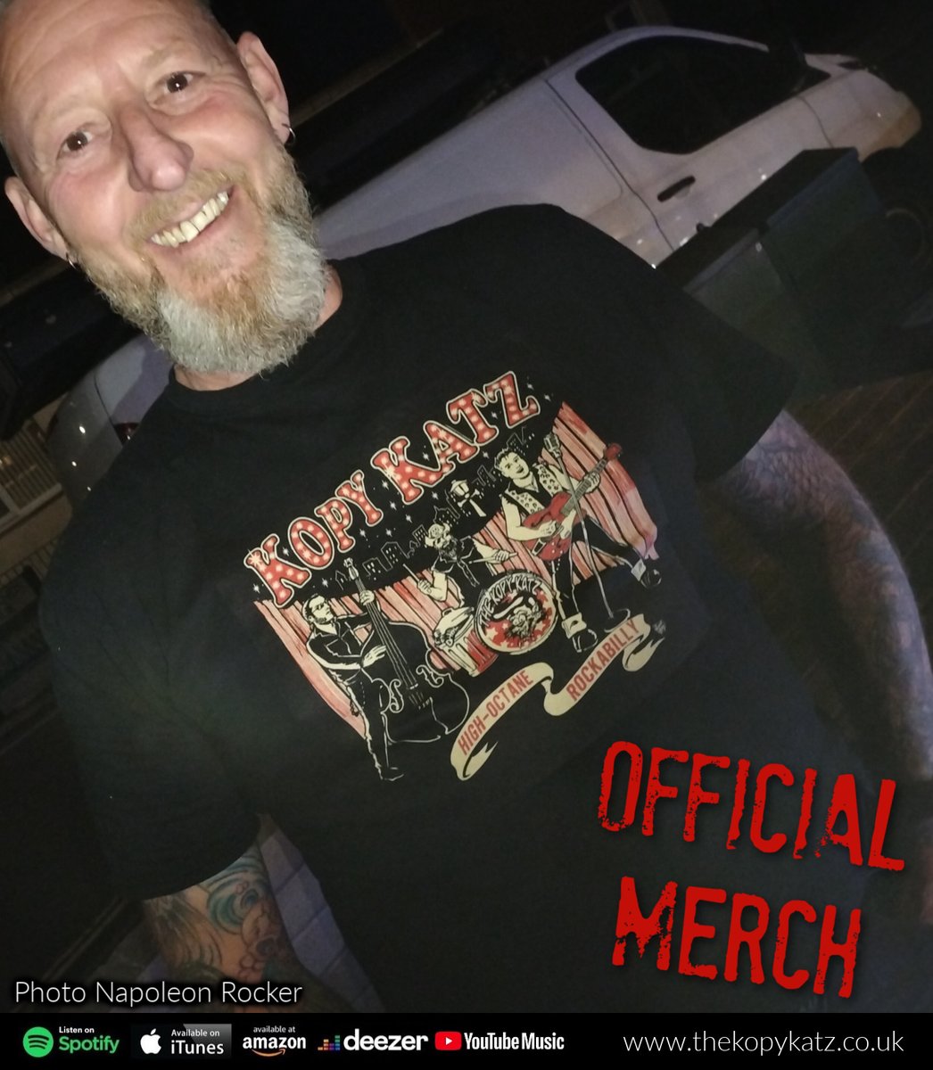 TheKopyKatz's tweet photo. Bumped into this chap on Saturday at our #HaylingIsland gig who was sporting this fabulous t-shirt featuring The Kopy Katz Alley #rockabilly design by #VinceRay. Available from our online merch store here https://t.co/yTSmnM6a7G https://t.co/p87j2Bhqwj