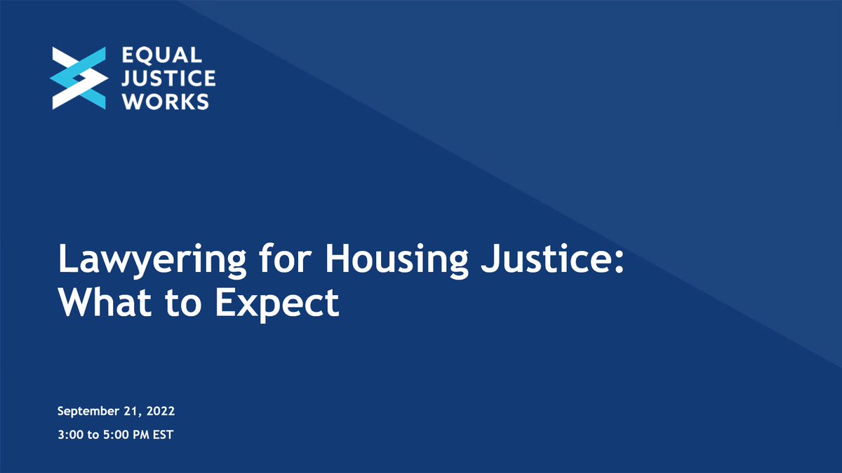 'Lawyering for Housing Justice: What to Expect' features moderator Hana Hausnerova and panelists including 2019 Fellow Palmer Heenan (Assistant AG, Public Advocacy Division @AGKarlRacine), Dianne Prado of @HEARTLA3, and 2022 Fellow Denise Thomas-Brown (@VPLC). #CCF_2022