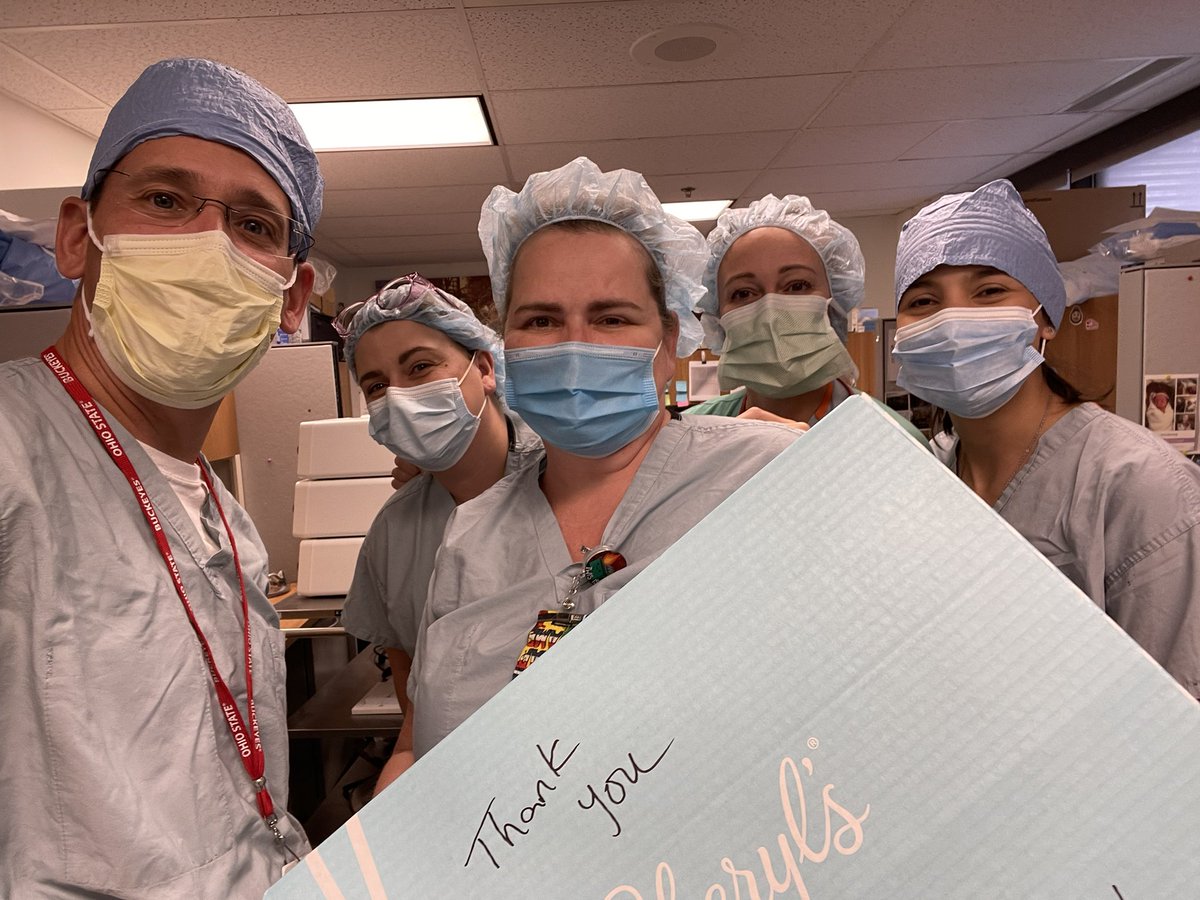 timpawlik's tweet photo. Enjoyed visiting the various @OSUWexMed @OSUCCC_James OR pavilions today with @PaolaBasar to thank our fantastic #surgicaltech teams on behalf of @OhioStateSurg. Our Surg Techs provide wonderful care to our #surgery patients. Enjoy the 🍪! #NSTWeek #NationalSurgTechWeek https://t.co/YG8rHx27A2