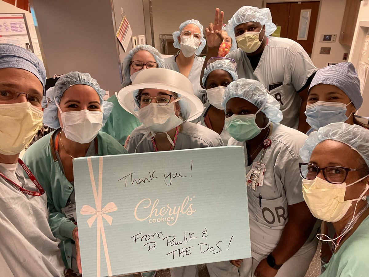 timpawlik's tweet photo. Enjoyed visiting the various @OSUWexMed @OSUCCC_James OR pavilions today with @PaolaBasar to thank our fantastic #surgicaltech teams on behalf of @OhioStateSurg. Our Surg Techs provide wonderful care to our #surgery patients. Enjoy the 🍪! #NSTWeek #NationalSurgTechWeek https://t.co/YG8rHx27A2