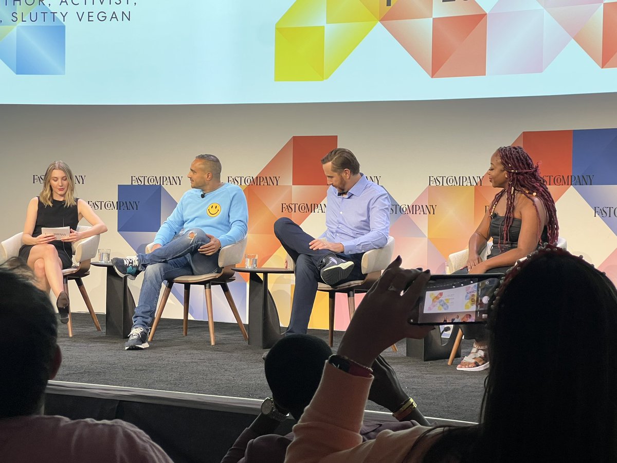 Happening now at #FCFestival — world’s greatest food innovators all in one room!!!!! <a href="/JoeAriel/">Joe Ariel</a> of <a href="/goldbelly/">Goldbelly 🚀</a>, Ethan Brown of <a href="/BeyondMeat/">Beyond Meat</a> and Pinky Cole of <a href="/SluttyVeganATL/">Slutty Vegan ATL</a>