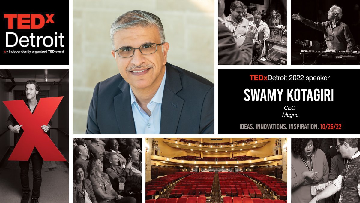 MagnaInt's tweet photo. The @TedxDetroit stage is heating up as our CEO, @SwamyKotagiri, takes a deep dive into disruptive megatrends reshaping the movement of people and things as we know it on October 26. ➡️ https://t.co/64FyJ6prh3

#MagnaInnovation #ForwardForAll #TEDxDetroit #Detroit https://t.co/iHMdKZGmpT