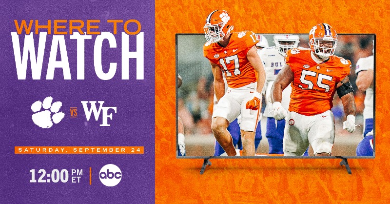 ClemsonTigers's tweet photo. We're on ABC at noon!

Where will you be watching from? 🤔🏈