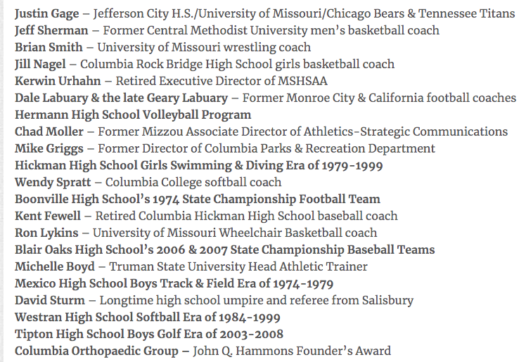 Dave_Matter's tweet photo. The Missouri Sports Hall of Fame's 2022 induction class has several Mizzou connections:
Wrestling coach Brian Smith
Former football/hoops player Justin Gage
Longtime Mizzou SID Chad Moller 
Mizzou wheelchair hoops coach Ron Lykins
Complete class: https://t.co/7G61O66Mju