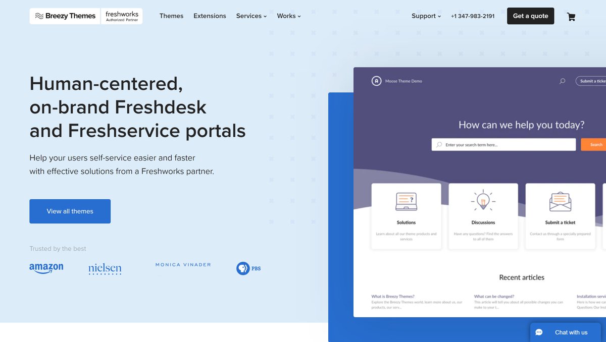 Breezy_Themes's tweet photo. Why is Breezy Themes the most experienced team to improve your @freshdesk portal?
1) Our customers' results:
- 25% decline in tickets 
- x2 team productivity 
2) Themes created by professional designers 
3) Trusted by Amazon, Nielsen, PBS, etc. 
https://t.co/eMUXtlpWIm
#freshdesk https://t.co/yzGlridlaY