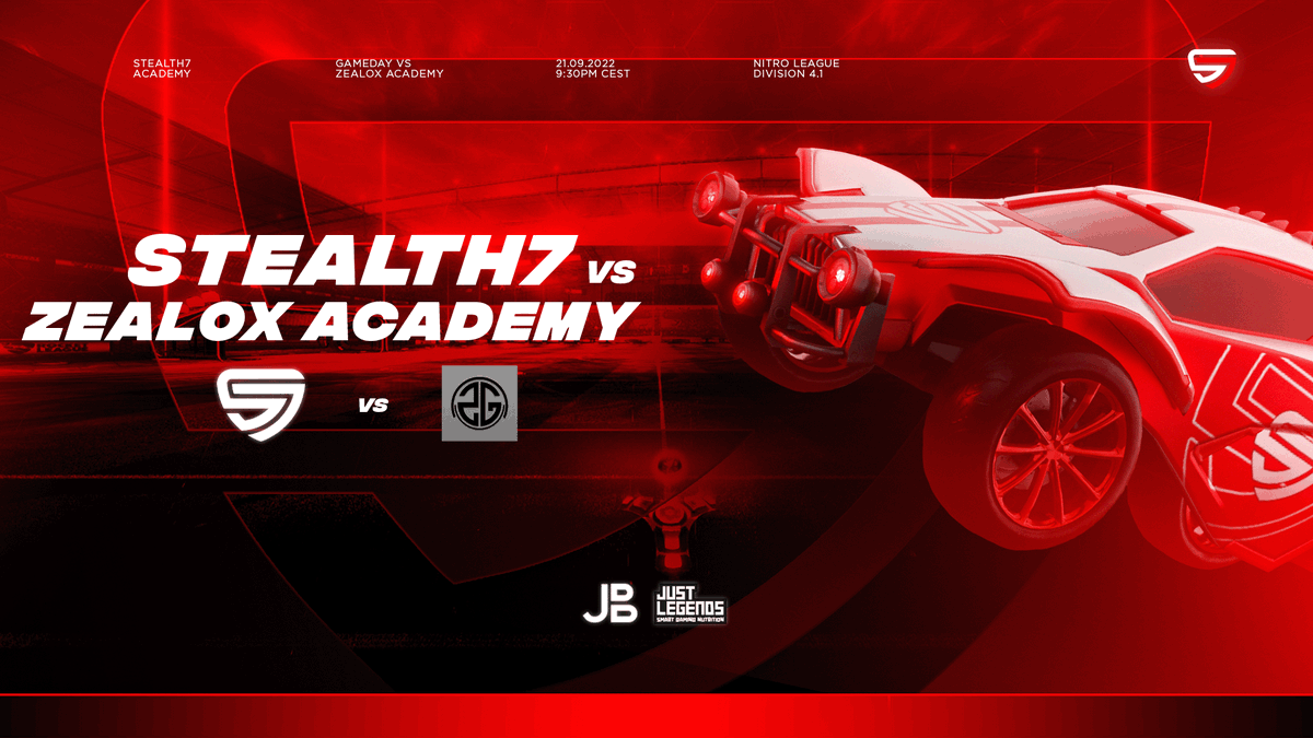 #MATCHDAY

Today 9:30PM CEST, Division 4.1
Stealth7 Academy vs <a href="/ZealoxGaming/">Zealox Gaming</a> Academy

📺Watch it now live on:
twitch.tv/stealth7esports
🎙️Caster: <a href="/aes_danielz/">Daniel</a>

🇩🇪@QwazRL
🇩🇪<a href="/Anteez2/">Anteez</a>
🇦🇹<a href="/SyreaxZ/">SyreaxZ</a>

#S7ZG #S7 #S7fam #RocketLeague
