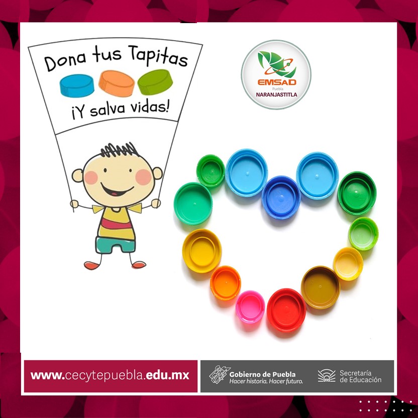 ¿Tienes tapas en casa? No las tires, acude a tu centro de acopio más cercano a donarlas, recuerda que con tu donación apoyas al tratamiento de niños con cáncer. ¡EMSaD Naranjastitla te espera!
#SomosCECyTE
#CECyTEdeDiez