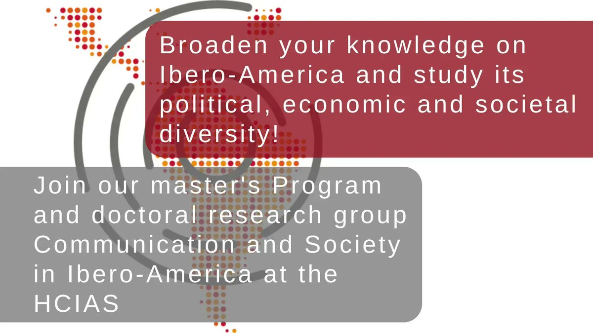 hcias_unihd's tweet photo. Ibero-American Studies: Learn more about the diversity of Ibero-America
Master's program and doctoral research group Communication and Society in Ibero-America
#studyathcias
More information 👉 https://t.co/VFpH6yLdAR
Office hours 👉 study@hcias.uni-heidelberg.de https://t.co/aHbof15hn7