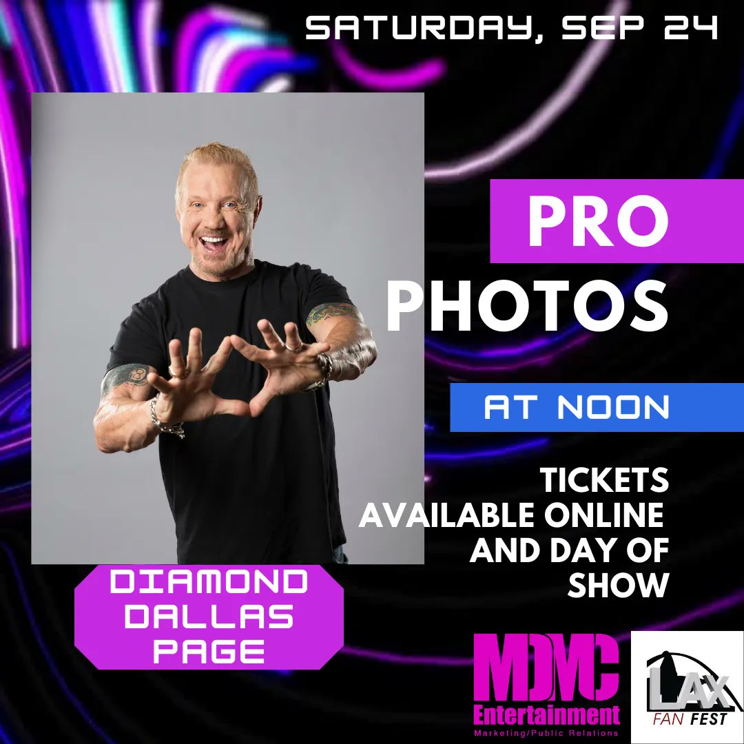 Professional Photo ops with DDP will be at Noon, Saturday, September 24th. You can purchase your tickets on the MDMC site until Friday, at 5 p.m. or purchase a ticket at the MDMC Booth day of the show. Purchase your tickets here: buff.ly/3yfVClv #MDMCEntertainment