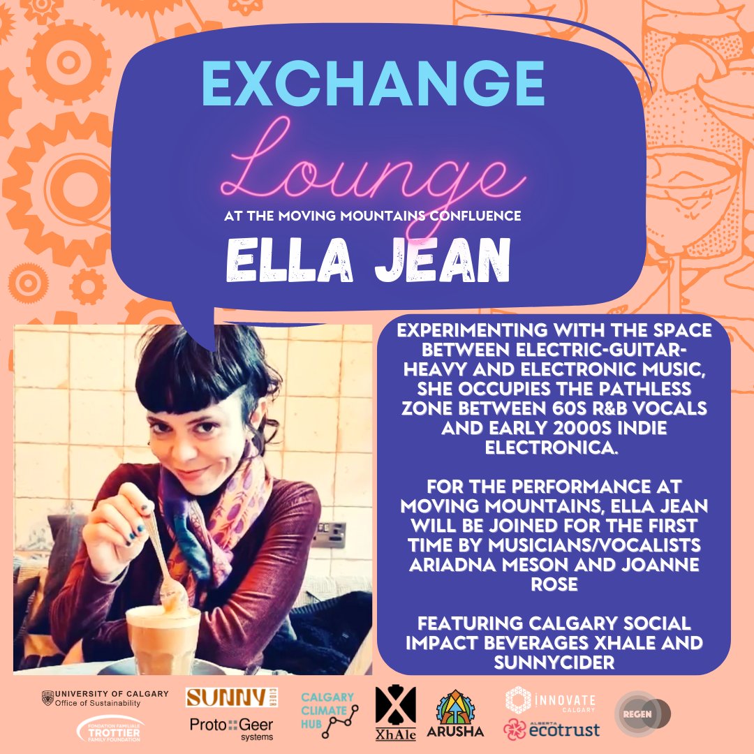 Come listen to Ella Jean at the Exchange Lounge on October 1st, from 5 pm - 7 pm!
@ellaofthenet 
Register Here: 
regenerationsociety.ca/moving-mountai…

@albertaecotrust @UCalgarySustain <a href="/TrottierFdn/">Fondation familiale Trottier</a> @StudentEnergy @calgaryclimatehub <a href="/cityofcalgary/">City of Calgary</a>
#climateconfluence