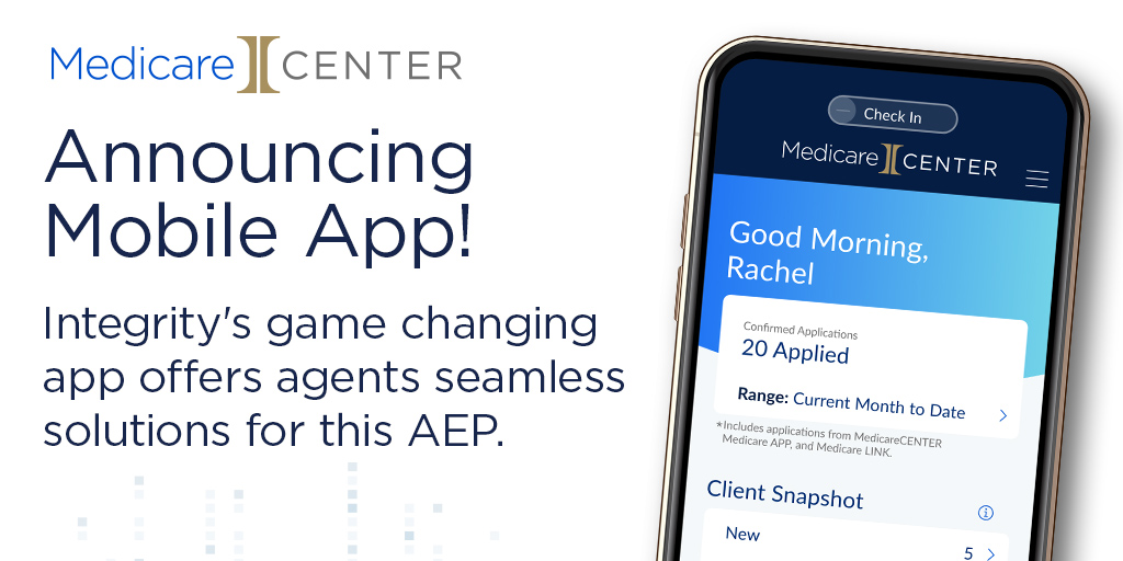 IntegrityMG's tweet photo. Everything you love about the industry-leading FREE platform, made just for you and your smartphone. Manage your book of business, stay compliant, quote and enroll with ease. Download on the App Store or Google Play beginning September 29! https://t.co/OrYm0Mzwlx #MedicareCenter https://t.co/yybKfQJ1Cv