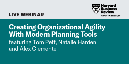 Join us today for an HBR-AS webinar "Creating Organizational Agility With Modern Planning Tools": s.hbr.org/3d9SiDi