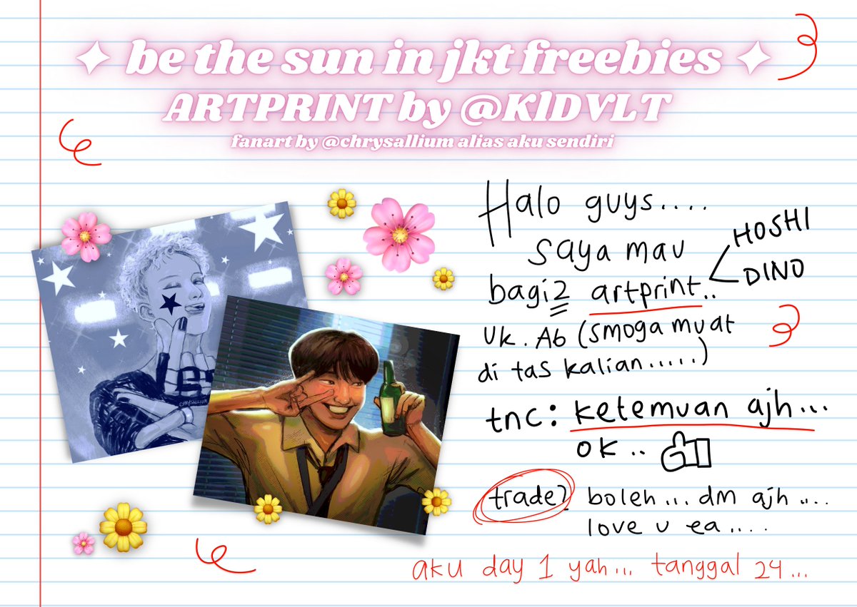 KlDVLT's tweet photo. [rts &amp; likes are appreciated!]

#BETHESUNINJKT artprint freebies by @KlDVLT

📍ICE BSD
🗓 24 Sept (day 1)
⏰ TBA

see u carats! ♡ https://t.co/9ity9pTkSe