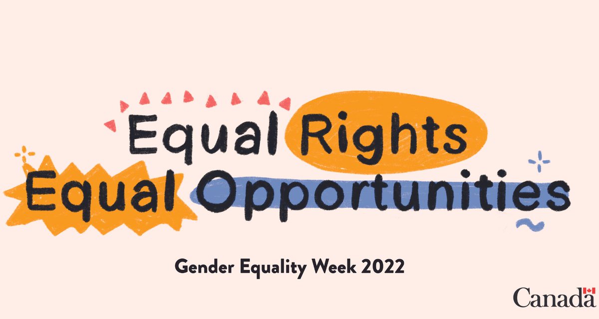 It’s #GenderEqualityWeek! We are celebrating the theme of “Equal Rights, Equal Opportunities” this year. We encourage everyone to reflect on ways we can come together to provide the same opportunities to others regardless of gender   
📷: Women and Gender Equality Canada