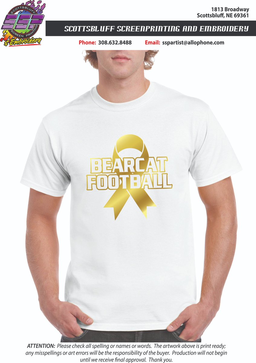 Bluffs_Football's tweet photo. Friday night we will join with the TAF to raise awareness about Childhood Cancer. Shirts will be available on a first come first serve basis that night. 1/2 the proceeds will go to TAF and the other 1/2 to the GINW football program and the young man on their team battling cancer. https://t.co/kPiIxfaeSR