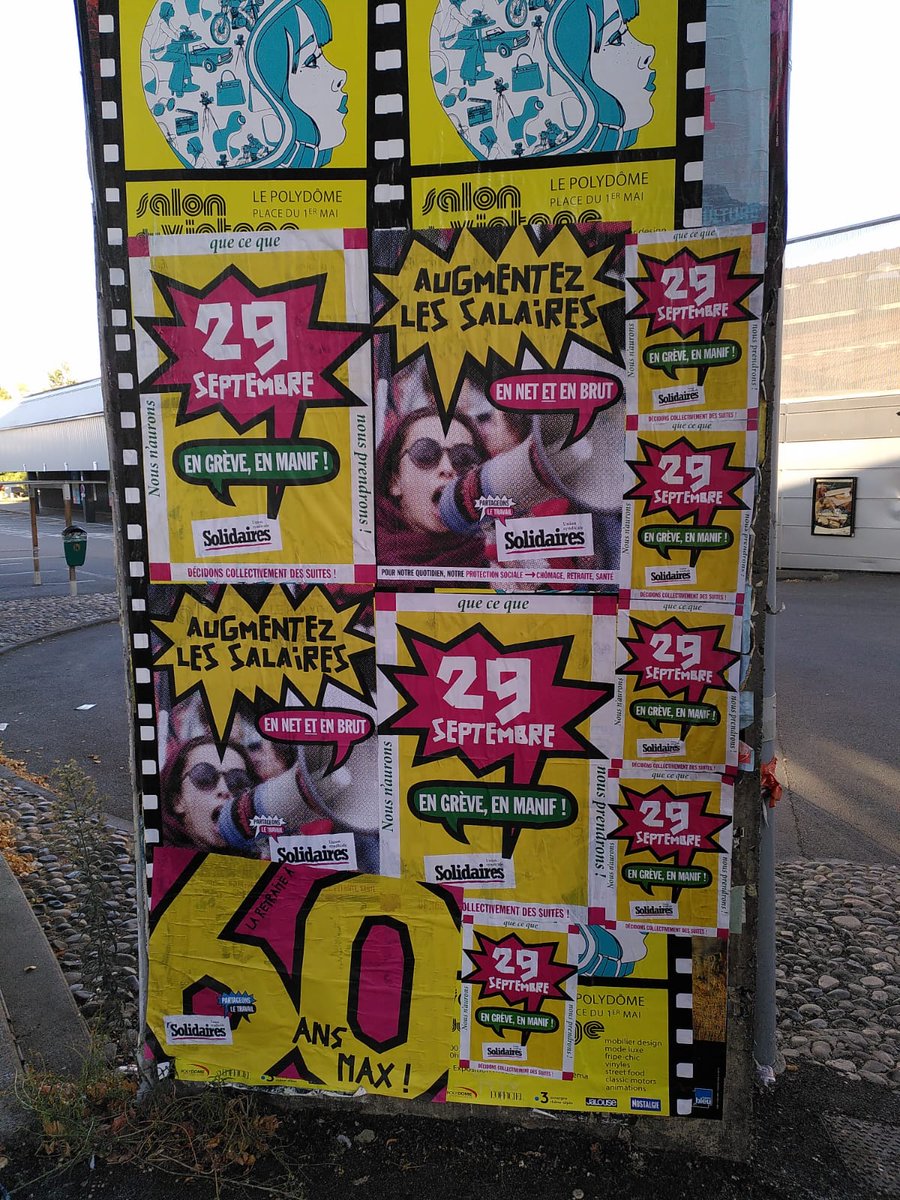 solidaires63's tweet photo. On dirait que les murs de #ClermontFerrand essayent de vous dire quelque-chose 🤗
#Greve29Septembre https://t.co/BQ0NvDCOwt