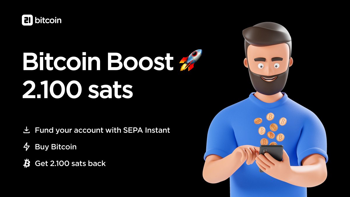 21bitcoinApp's tweet photo. Get FREE sats when buying #Bitcoin within the next 3 hours 🤑

- Fund your account in 60 seconds using SEPA Instant, buy some bitcoin!⏱
- Post a screenshot of your purchase. We'll shoot you some sats via #Lightning ⚡️

Time's ticking…⏳ https://t.co/UtHsmcBbsQ