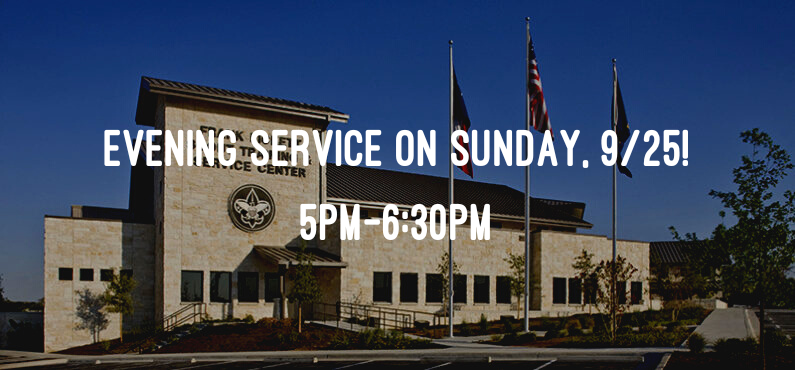 ATXLifeChurch's tweet photo. On Sunday, 9/25, worship service will start at 5PM and end at 6:30PM. 
If you’d like to bring food or drinks for our potluck dinner, please fill out the form below with your name and what you’re bringing!

https://t.co/tdU2G8k7Wg https://t.co/5BjQb87Cqe