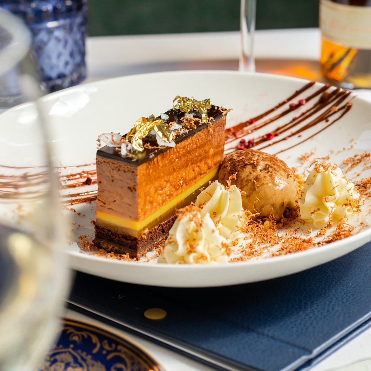 It’s Wednesday &amp; our first dinner of week - only chocolate can hit the spot!
70% Dark chocolate delice with feuilletine biscuit and lemon, orange posset, chocolate ice cream and citrus mousse 
-
#fiftycheyne #cheynewalk #sweetooth #dessert #dessert🍰 #desserttable #chelsea