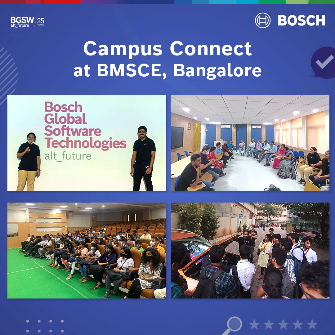 BoschSoftware's tweet photo. The BGSW day was a hive of activity at BMSCE, Bangalore. The students we kept engaged with insightful presentation on two-wheeler Electric Vehicles, a vehicle demo, and a glimpse into innovation and #LifeAtBGSW. Here are snippets from the day. #CampusConnect #alt_future https://t.co/TVMpajVRIW