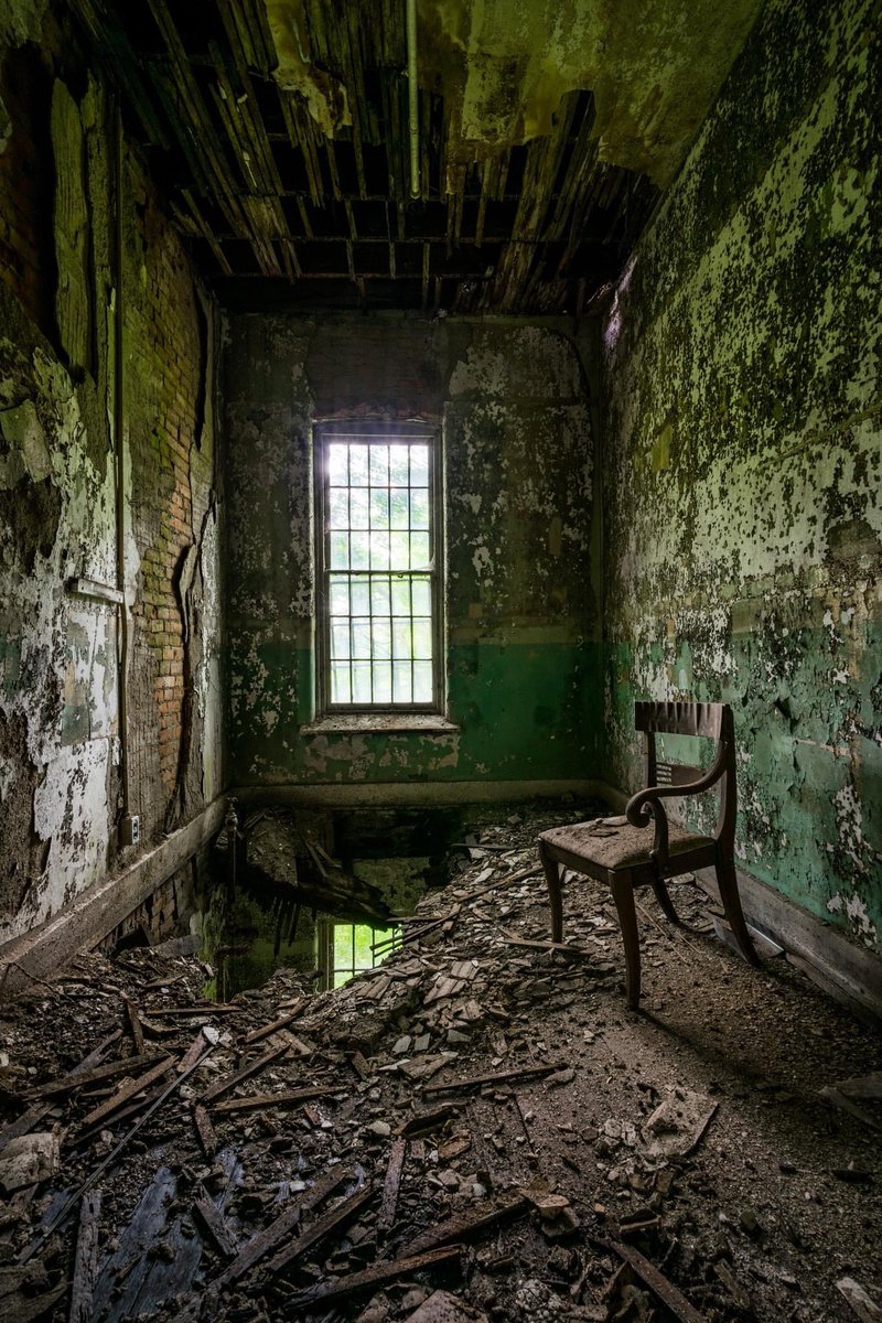 Collapsed Patient Bedroom. Abandoned State Hospital. Undisclosed. 2022