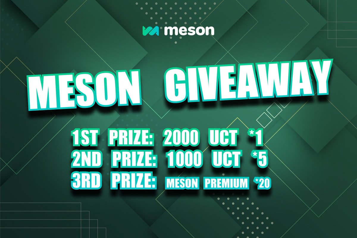 mesonfi's tweet photo. 🎁 #Giveaway from Meson, Don't miss out! 🔥

👉 RT, LIKE &amp; COMPLETE all of the tasks listed at: https://t.co/ln263Fp65U. After that, the @cctip_com giveaway tool will randomly choose 26 lucky winners.

⏰ Giveaway ends on Sep 29 at 10am UTC+8, and the prizes are awarded on Sep 30 https://t.co/Rf37K5cTcm