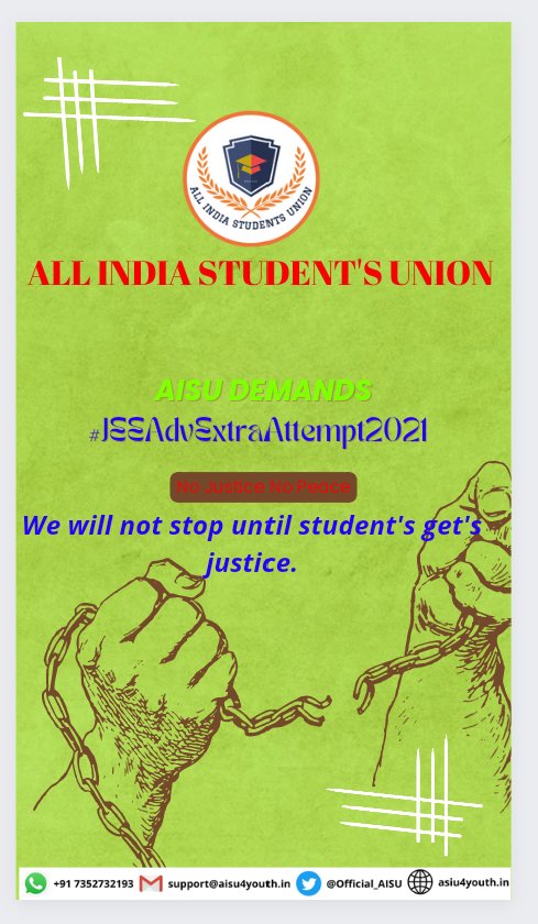 IamSaurav_1's tweet photo. The students who passed in 2021 , were forced, to give  their first attempts in JEE Advanced in unprecedented circumstances like covid 19&amp; lockdown issues have created sang for Aspirants of 2021.
@IITGuwahati @iitbombay @dpradhanbjp 
#JEEAdvExtraAttempt2021 https://t.co/c2EPVSQ9Rs