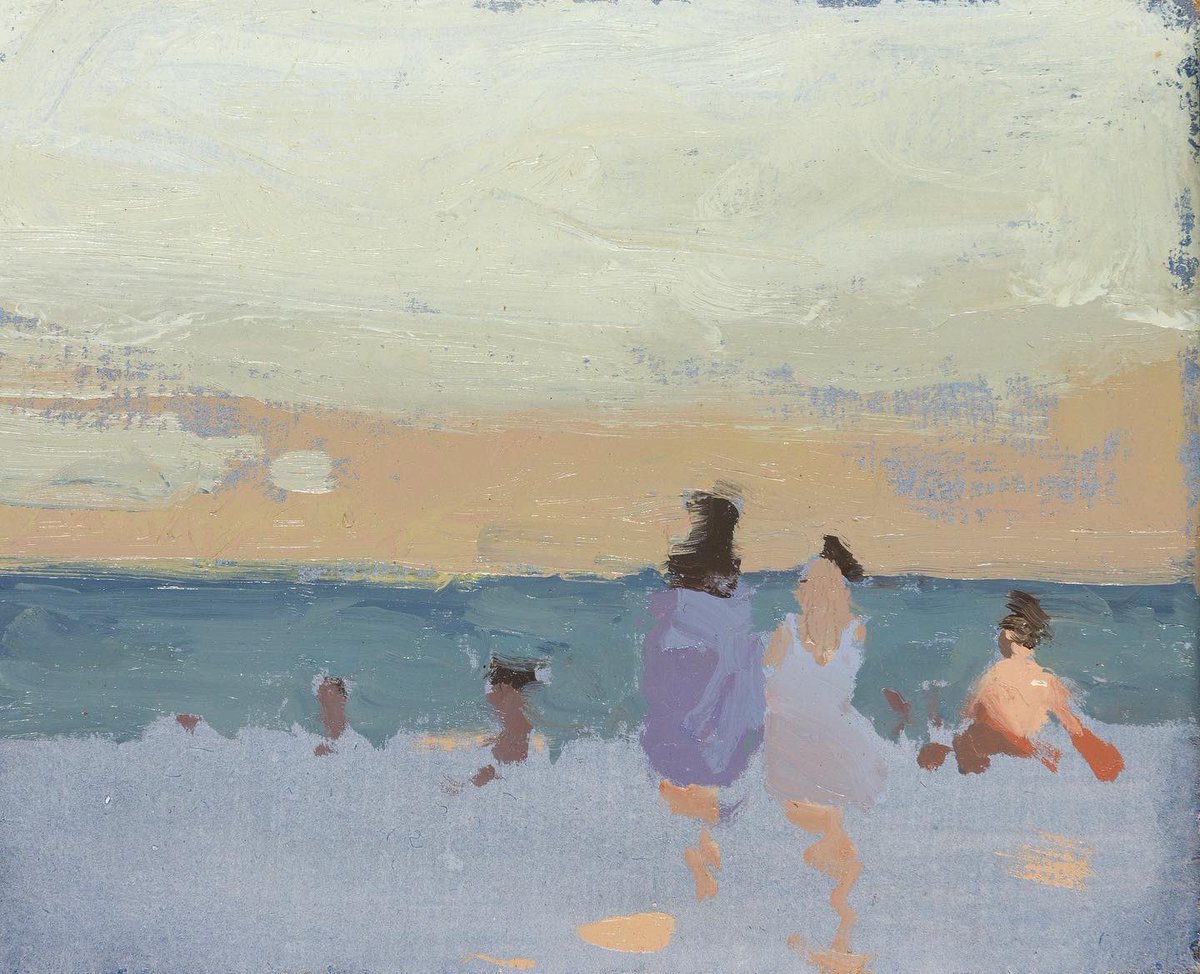 Red_Rabbit_7's tweet photo. Fading light and fickle beach people. Evening Plein airs on Barcelona Beaches from the July workshop.  Three paintings for the November Solo Exhibition with @principlegall https://t.co/OGVXY7a9Tg