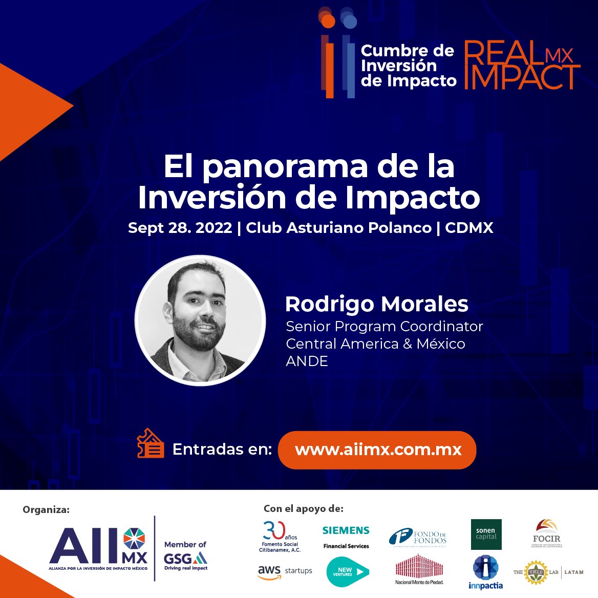 Alianza por la Inversión de Impacto (@aiimexico) on Twitter photo "El Panorama de la Inversión de Impacto", liderado por Rodrigo Morales de <a href="/AspenANDE/">Aspen Network of Development Entrepreneurs (ANDE)</a> será el Panel que abrirá nuestra agenda del próximo 28 de septiembre.
Regístrese y en: aiimx.com.mx/cumbre-de-inve…
#RealImpactMX #InversióndeImpacto #EmpresasdeImpacto #Impactinvestment "El Panorama de la Inversión de Impacto", liderado por Rodrigo Morales de <a href="/AspenANDE/">Aspen Network of Development Entrepreneurs (ANDE)</a> será el Panel que abrirá nuestra agenda del próximo 28 de septiembre.
Regístrese y en: aiimx.com.mx/cumbre-de-inve…
#RealImpactMX #InversióndeImpacto #EmpresasdeImpacto #Impactinvestment