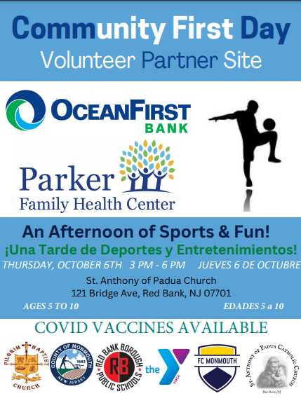 NurseReardon's tweet photo. Save the date! Thursday October 6th #communityfirstday Sports and Fun Day! Covid Vaccines will be available! @DreamBigRB @RedBanksup @rbpsEAGLES @rbmsROCKETS https://t.co/lVFIKvkSk6
